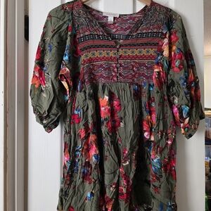 Floral Green Women's Top